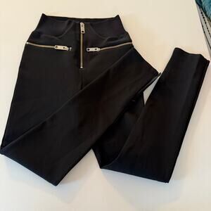 Y2K Vintage VERSUS Versace Black Neoprene Slim Cut Pants with Zippers 42 US 6